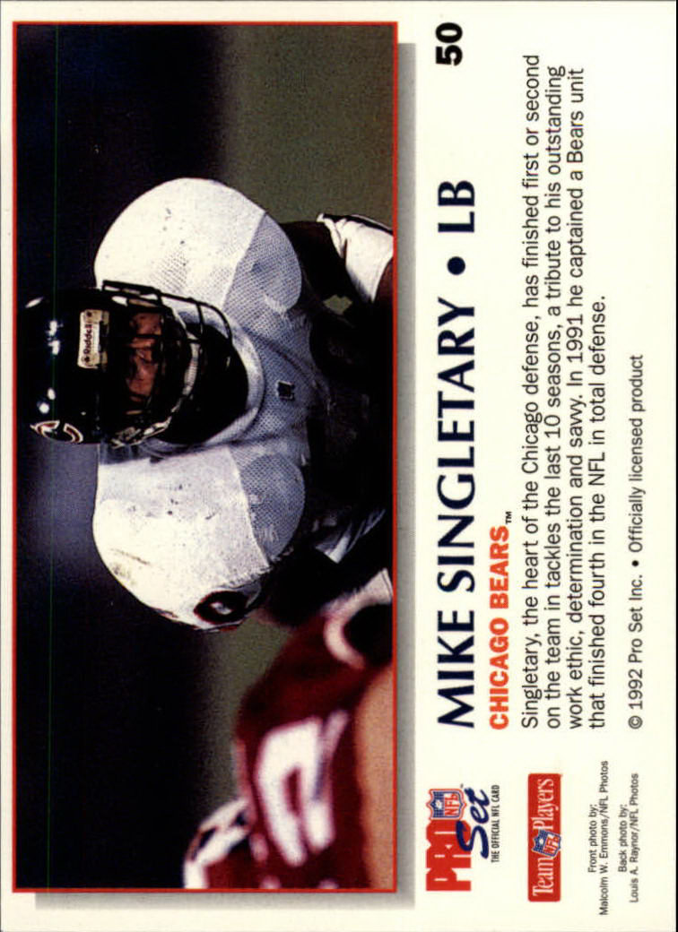 1992 Power #50 Mike Singletary back image