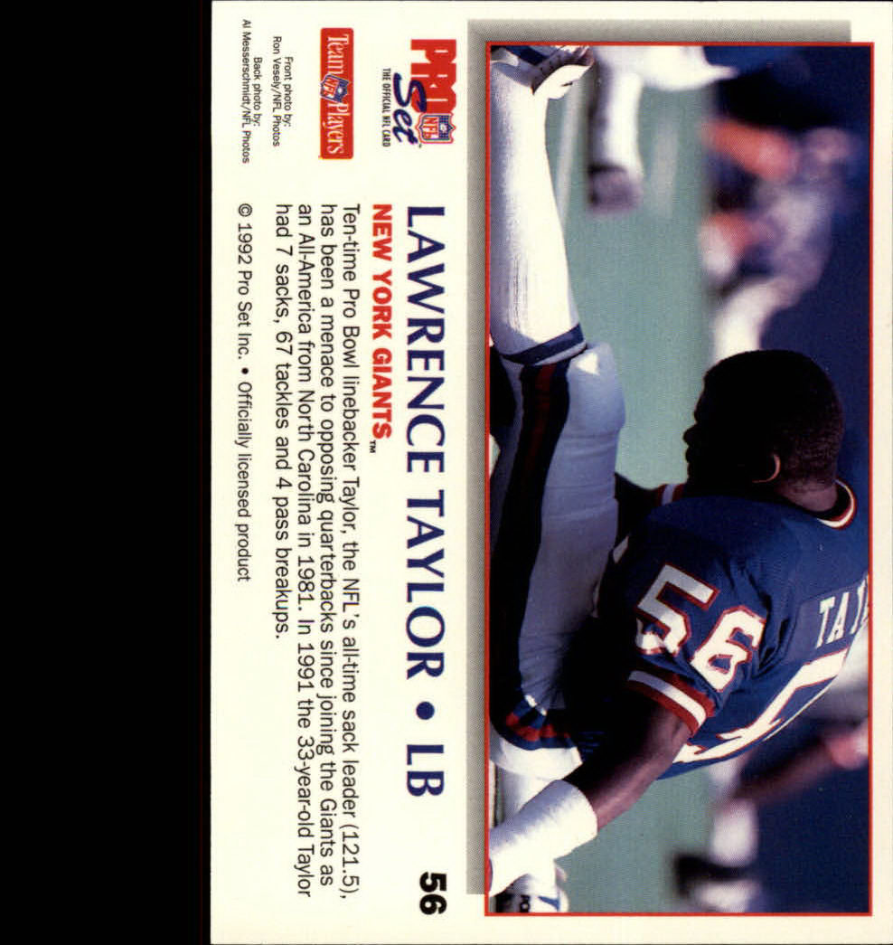 1992 Power #56 Lawrence Taylor back image