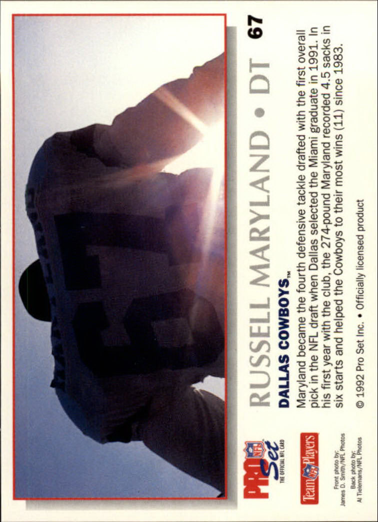 1992 Power #67 Russell Maryland back image
