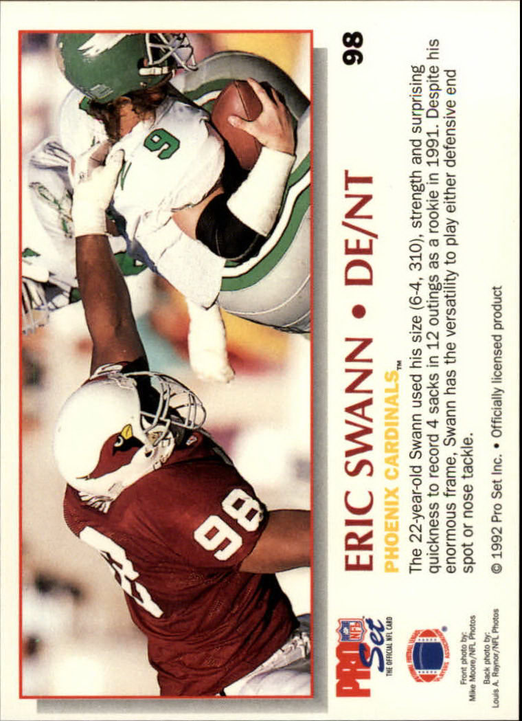 1992 Power #98 Eric Swann back image
