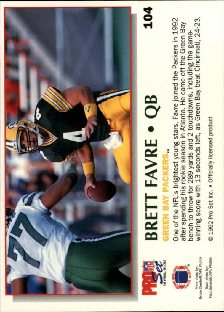 1992 Power #104 Brett Favre back image