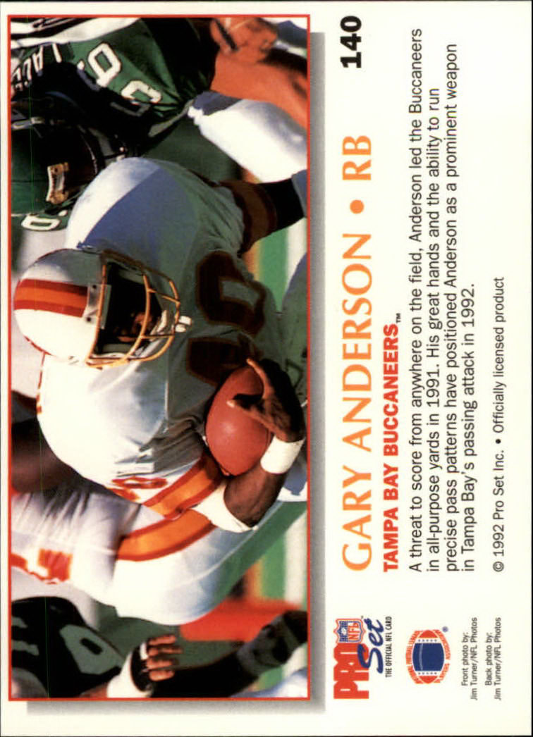1992 Power #140 Gary Anderson RB back image