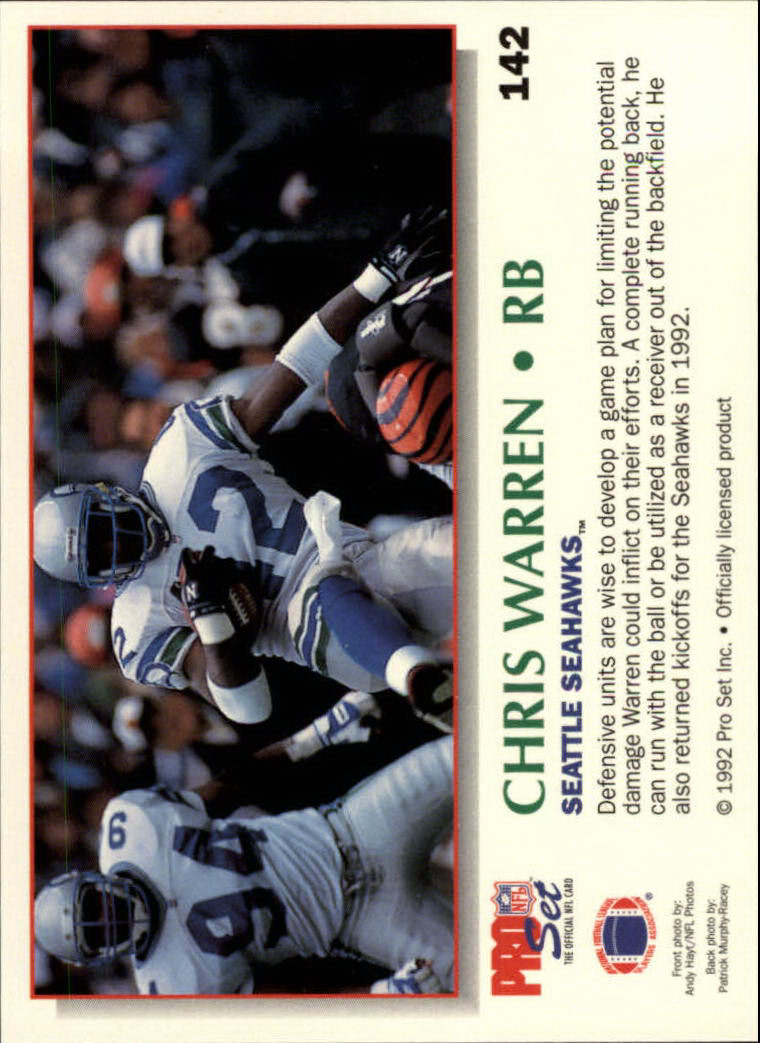 1992 Power #142 Chris Warren back image