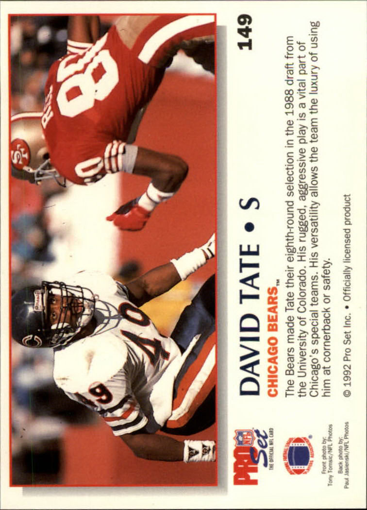 1992 Power #149 David Tate back image