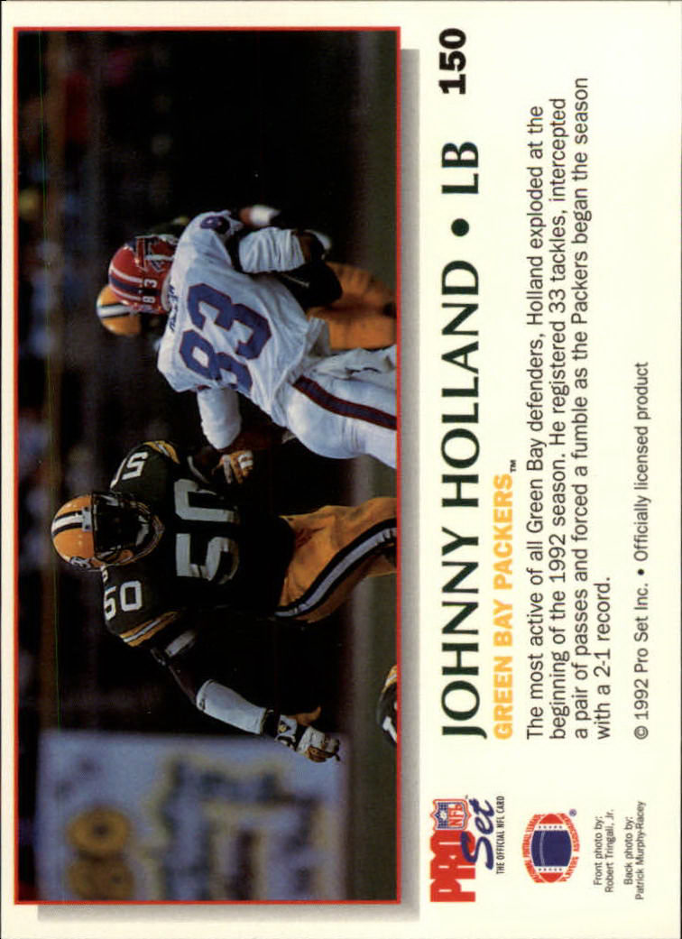 1992 Power #150 Johnny Holland back image