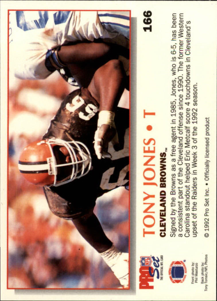 1992 Power #166 Tony Jones T back image
