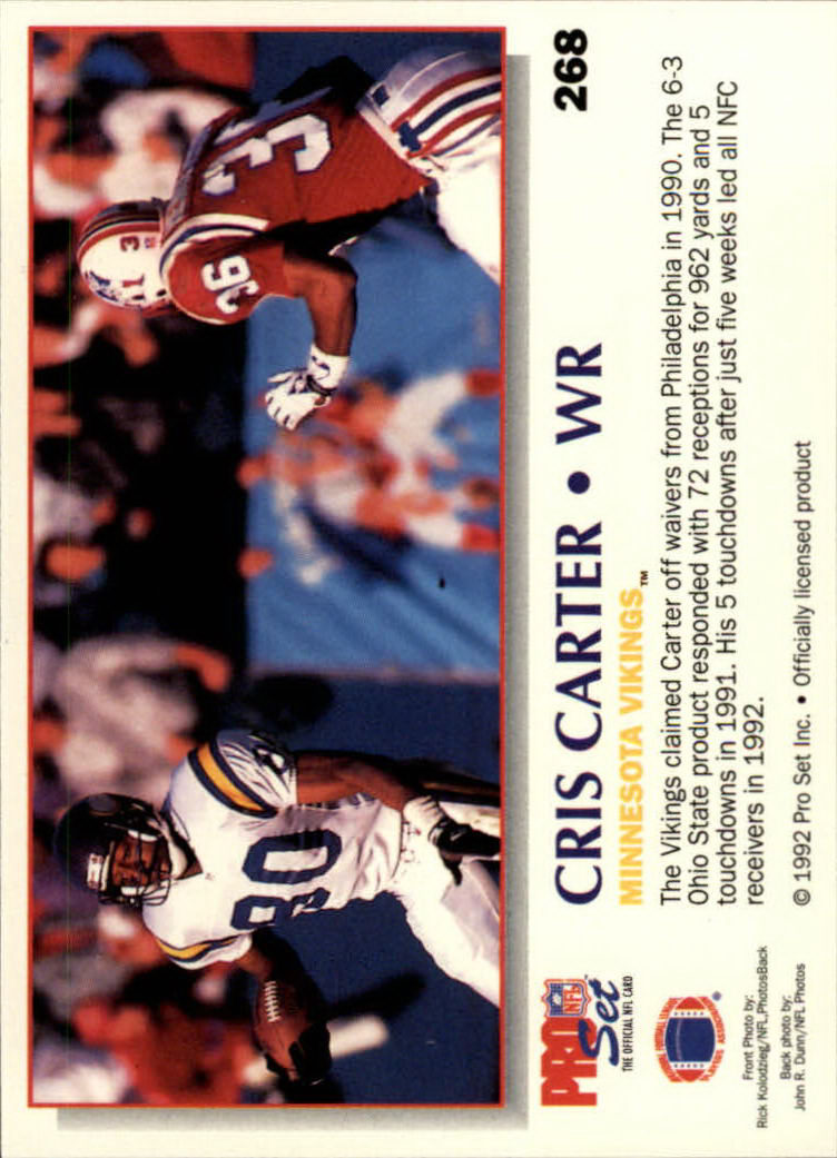 1992 Power #268 Cris Carter back image