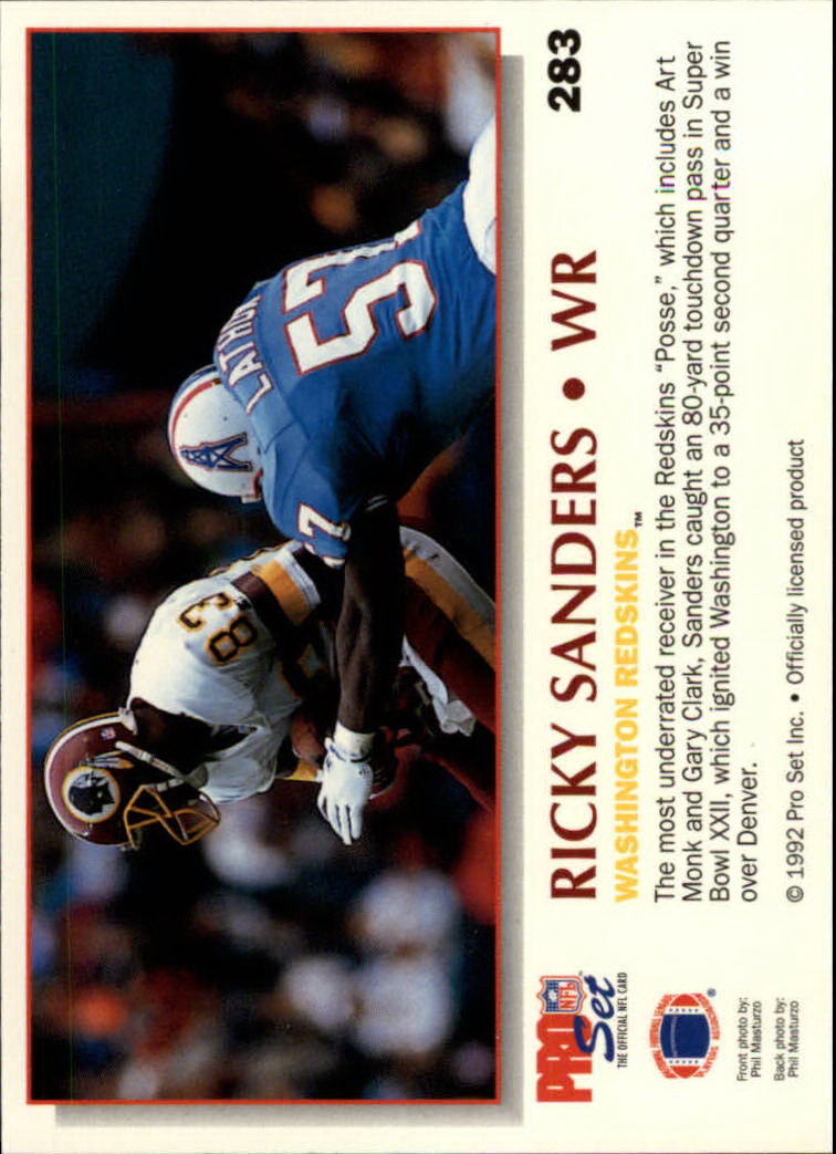 1992 Power #283 Ricky Sanders back image