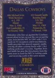 1992 Power Combos #5 Michael Irvin/Emmitt Smith back image