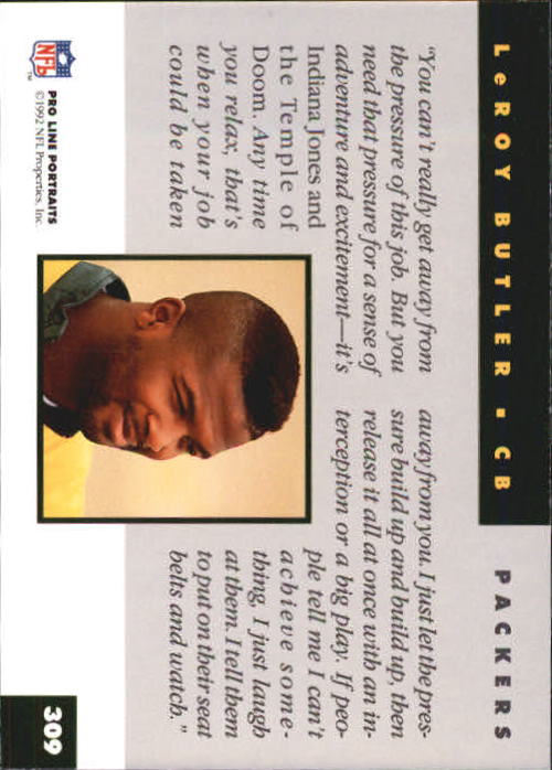1992 Pro Line Portraits Football "Main Set" Base Cards #301 to #467 - Picture 19 of 329
