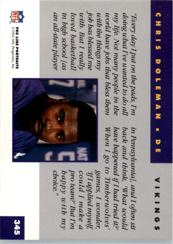 1992 Pro Line Portraits Football "Main Set" Base Cards #301 to #467 - Picture 91 of 329