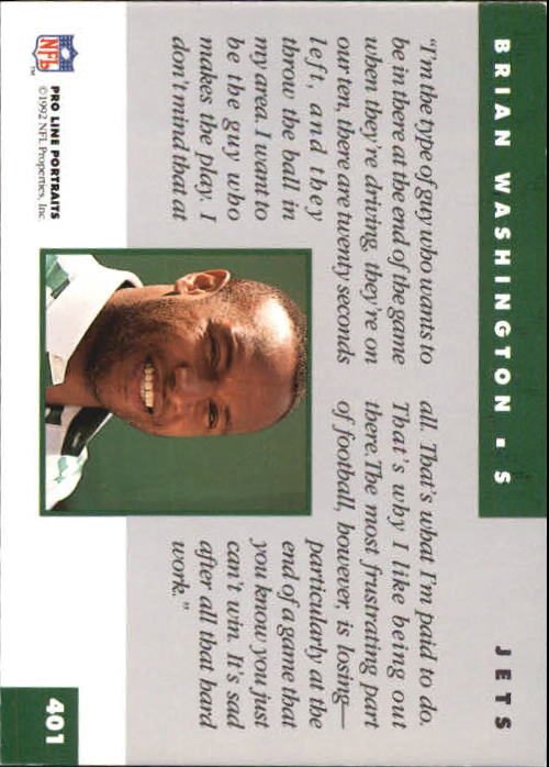 1992 Pro Line Portraits Football "Main Set" Base Cards #301 to #467 - Picture 203 of 329