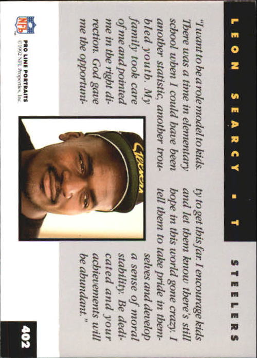 1992 Pro Line Portraits Football "Main Set" Base Cards #301 to #467 - Picture 205 of 329