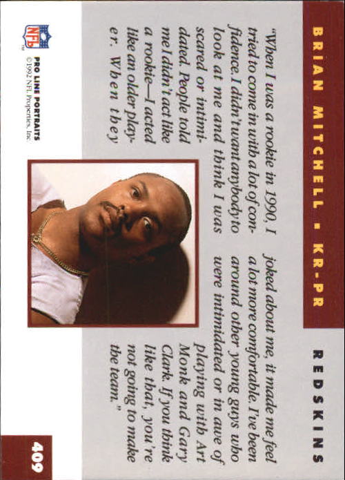1992 Pro Line Portraits Football "Main Set" Base Cards #301 to #467 - Picture 219 of 329