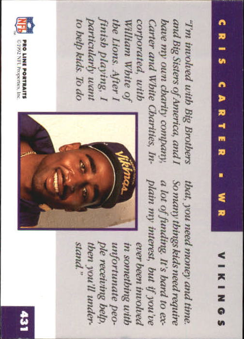 1992 Pro Line Portraits Football "Main Set" Base Cards #301 to #467 - Picture 261 of 329