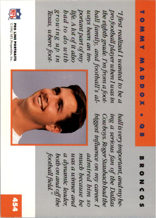 1992 Pro Line Portraits Football "Main Set" Base Cards #301 to #467 - Picture 307 of 329