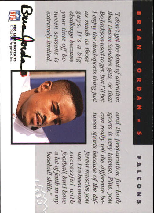 1992 Pro Line Portraits Autographs #81 Brian Jordan back image