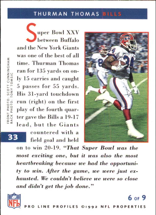 1992 Pro Line Profiles Football "Main Set" Base Cards #1 to #180 - Picture 67 of 360