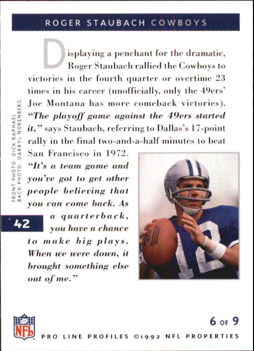 1992 Pro Line Profiles Football "Main Set" Base Cards #1 to #180 - Picture 85 of 360