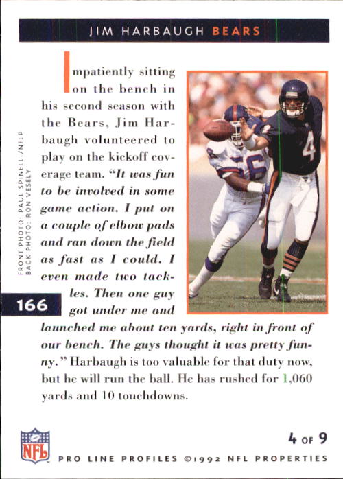 1992 Pro Line Profiles Football "Main Set" Base Cards #1 to #180 - Picture 332 of 360