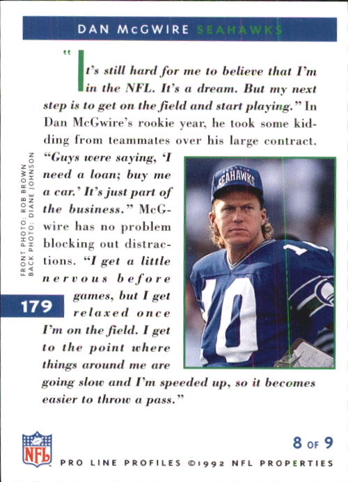 1992 Pro Line Profiles Football "Main Set" Base Cards #1 to #180 - Picture 358 of 360