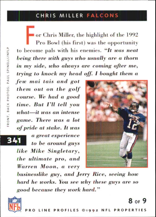1992 Pro Line Profiles #341 Chris Miller back image