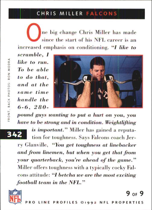 1992 Pro Line Profiles #342 Chris Miller back image