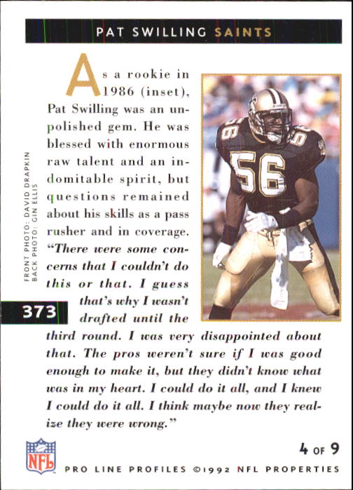 1992 Pro Line Profiles Football "Main Set" Base Cards #361 to #495, Checklists - Picture 27 of 289