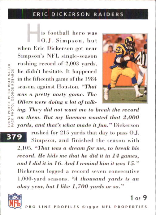 1992 Pro Line Profiles Football "Main Set" Base Cards #361 to #495, Checklists - Picture 39 of 289
