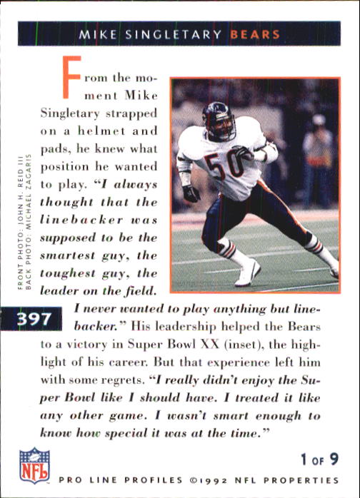 1992 Pro Line Profiles Football "Main Set" Base Cards #361 to #495, Checklists - Picture 75 of 289