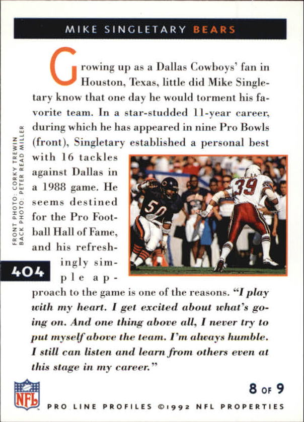 1992 Pro Line Profiles Football "Main Set" Base Cards #361 to #495, Checklists - Picture 89 of 289