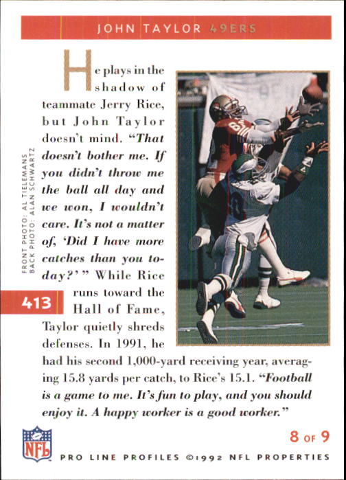 1992 Pro Line Profiles Football "Main Set" Base Cards #361 to #495, Checklists - Picture 107 of 289