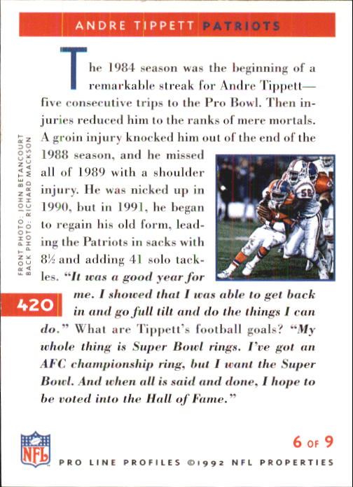1992 Pro Line Profiles Football "Main Set" Base Cards #361 to #495, Checklists - Picture 121 of 289