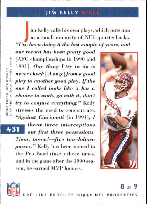 1992 Pro Line Profiles Football "Main Set" Base Cards #361 to #495, Checklists - Picture 143 of 289