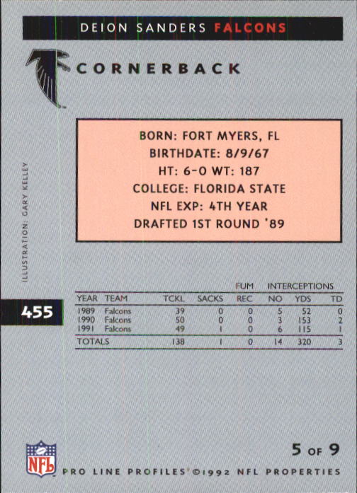 1992 Pro Line Profiles Football "Main Set" Base Cards #361 to #495, Checklists - Picture 191 of 289