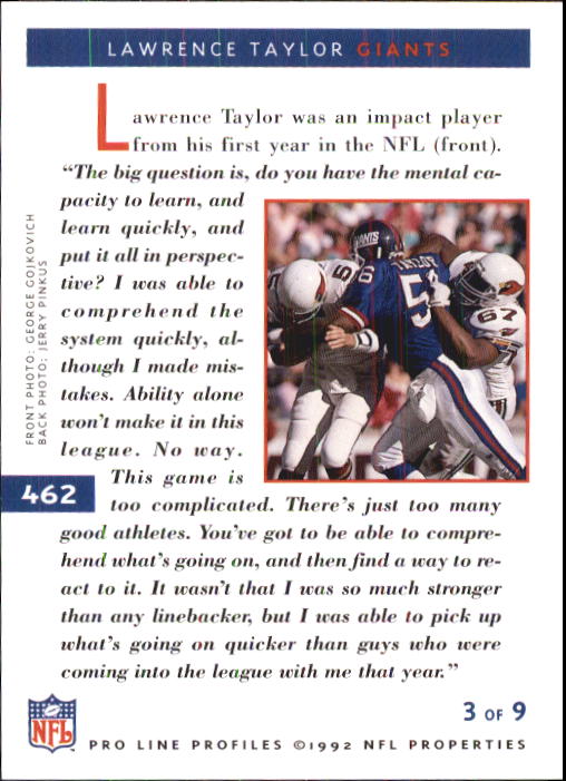 1992 Pro Line Profiles Football "Main Set" Base Cards #361 to #495, Checklists - Picture 205 of 289