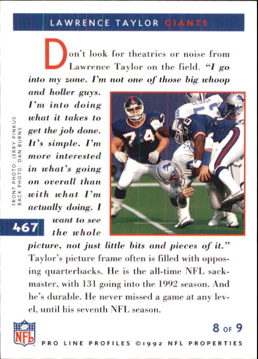 1992 Pro Line Profiles Football "Main Set" Base Cards #361 to #495, Checklists - Picture 215 of 289