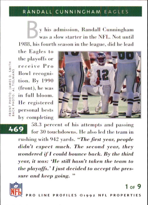 1992 Pro Line Profiles Football "Main Set" Base Cards #361 to #495, Checklists - Picture 219 of 289