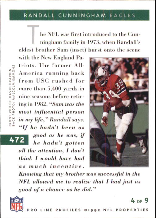 1992 Pro Line Profiles Football "Main Set" Base Cards #361 to #495, Checklists - Picture 225 of 289