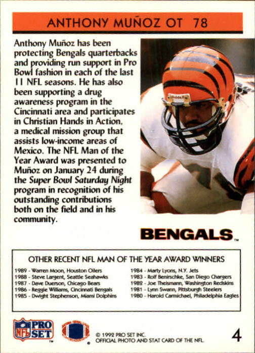 Anthony Munoz - Cincinnati Bengals (NFL Football Card) 1992 Pro