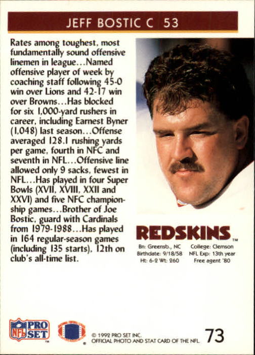 A2160- 1992 Pro Set Football Cards 1-250 +Rookies -You Pick- 15+ FREE US SHIP - Picture 137 of 472