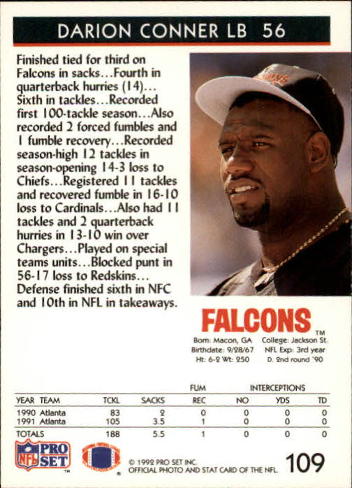A2160- 1992 Pro Set Football Cards 1-250 +Rookies -You Pick- 15+ FREE US SHIP - Picture 205 of 472