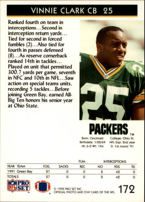 A2160- 1992 Pro Set Football Cards 1-250 +Rookies -You Pick- 15+ FREE US SHIP - Picture 322 of 472