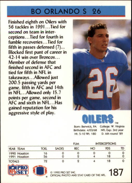 A2160- 1992 Pro Set Football Cards 1-250 +Rookies -You Pick- 15+ FREE US SHIP - Picture 350 of 472