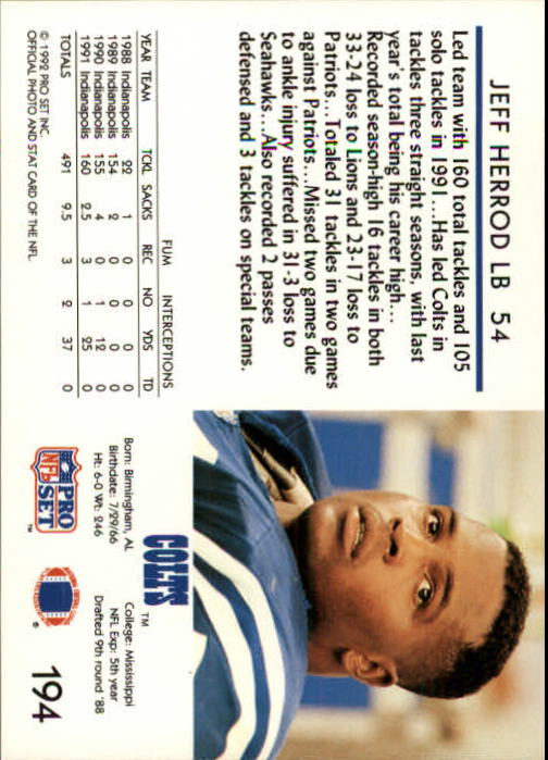 A2160- 1992 Pro Set Football Cards 1-250 +Rookies -You Pick- 15+ FREE US SHIP - Picture 364 of 472