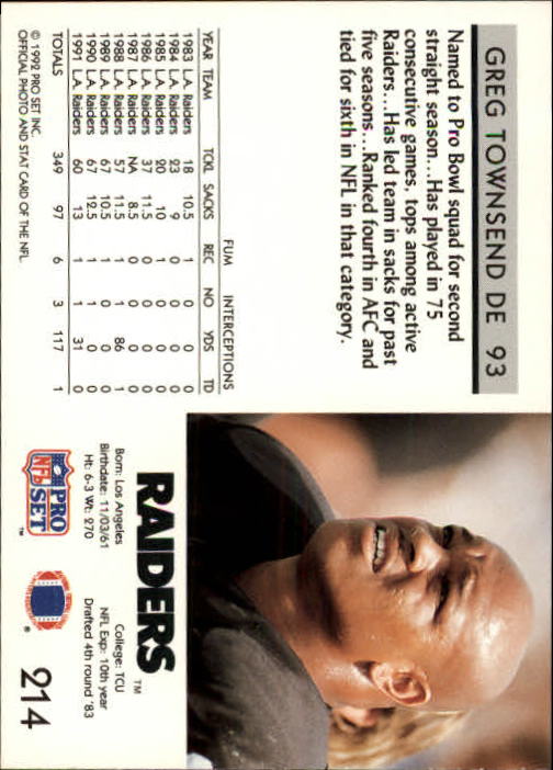 A2160- 1992 Pro Set Football Cards 1-250 +Rookies -You Pick- 15+ FREE US SHIP - Picture 404 of 472