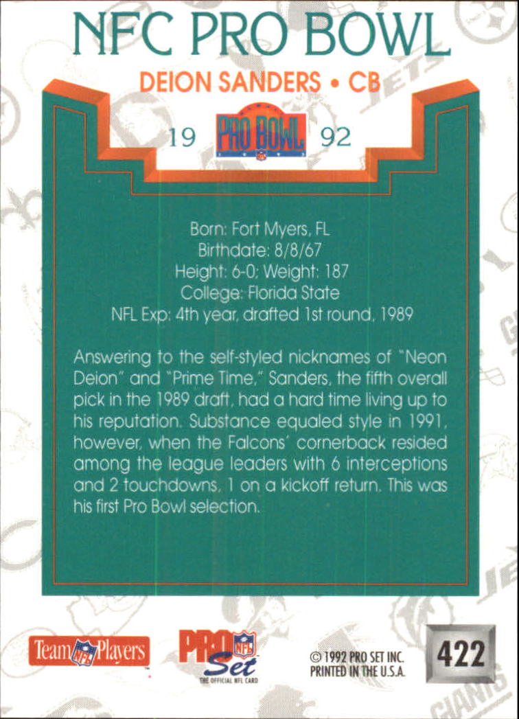 1992 Pro Line Profiles #459 Deion Sanders - NM-MT