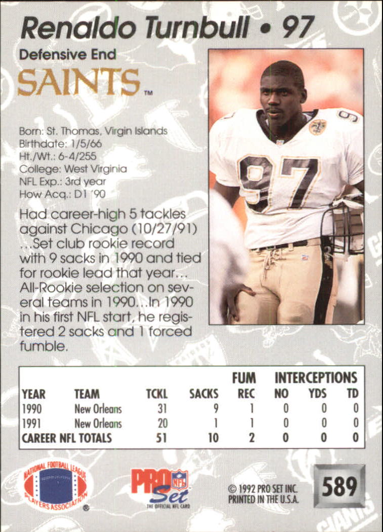 New Orleans Saints First Round Draft Choices: Renaldo Turnbull (1990)