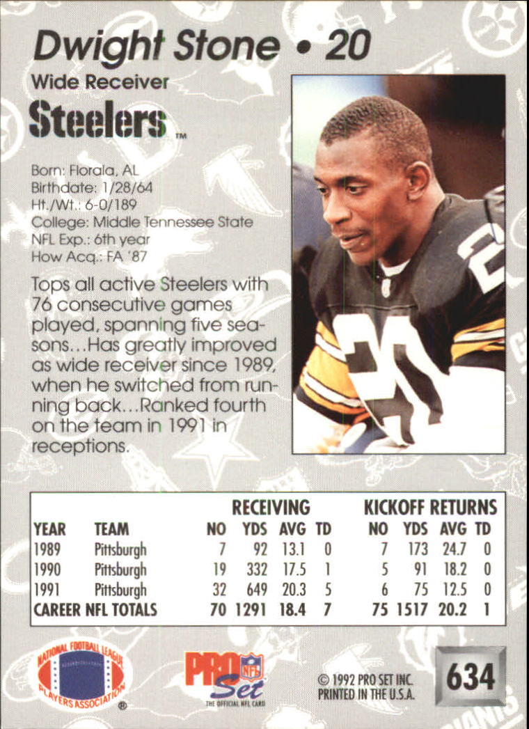 DWIGHT STONE 1988 Topps NFL Football #167 STEELERS