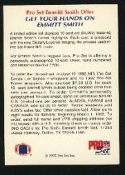 1992 Pro Set #NNO Emmitt Smith/Power Preview Card back image